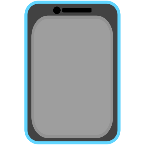  a grey phone with a light grey screen and a light blue case 